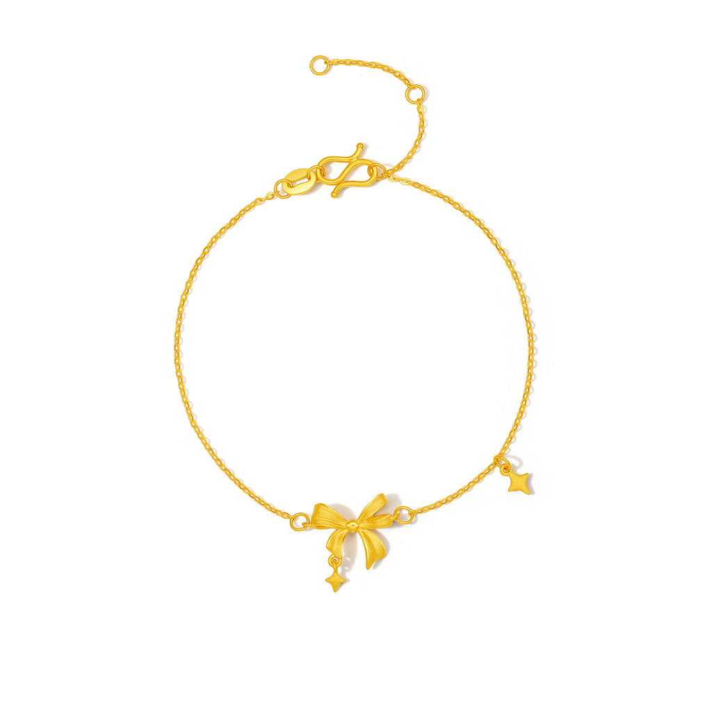 "Cute&Cool" 999 24K Gold Chain Bracelet Bow 2-2.5g A0711999