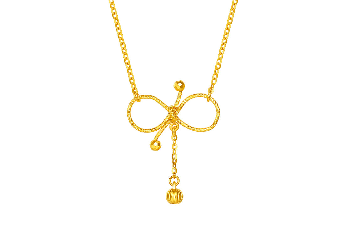 "infinite" 24K Gold Pendant Necklace              Bow 2.41-3.01g AW066645