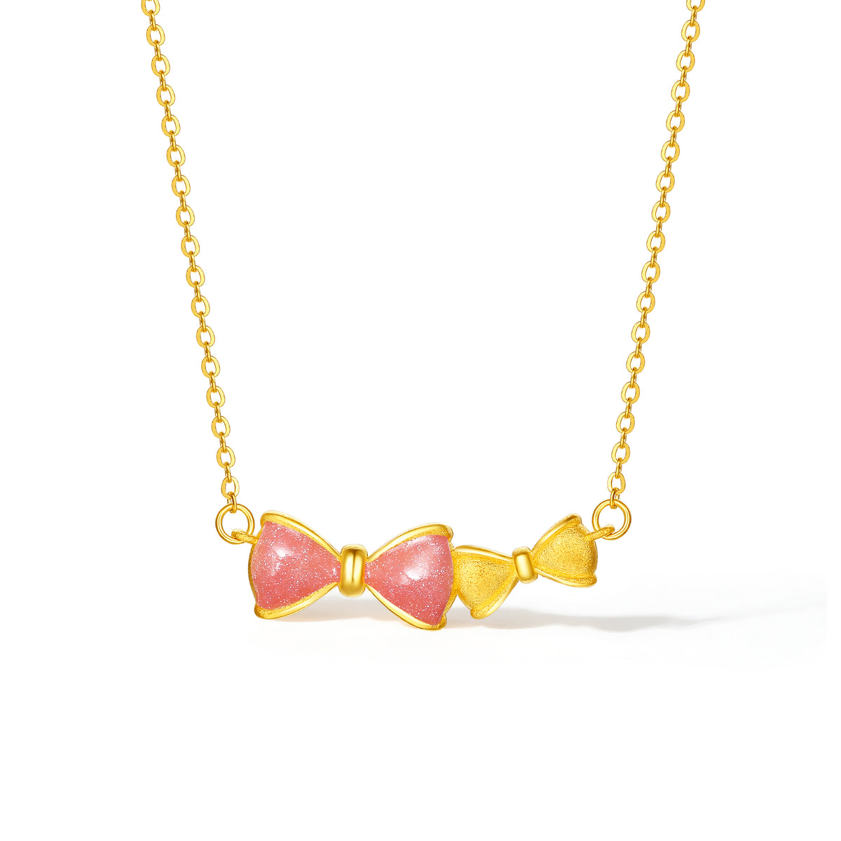 "Honey" 999 24K Gold Pendant Necklace Bow 3.16-3.66g A0613236