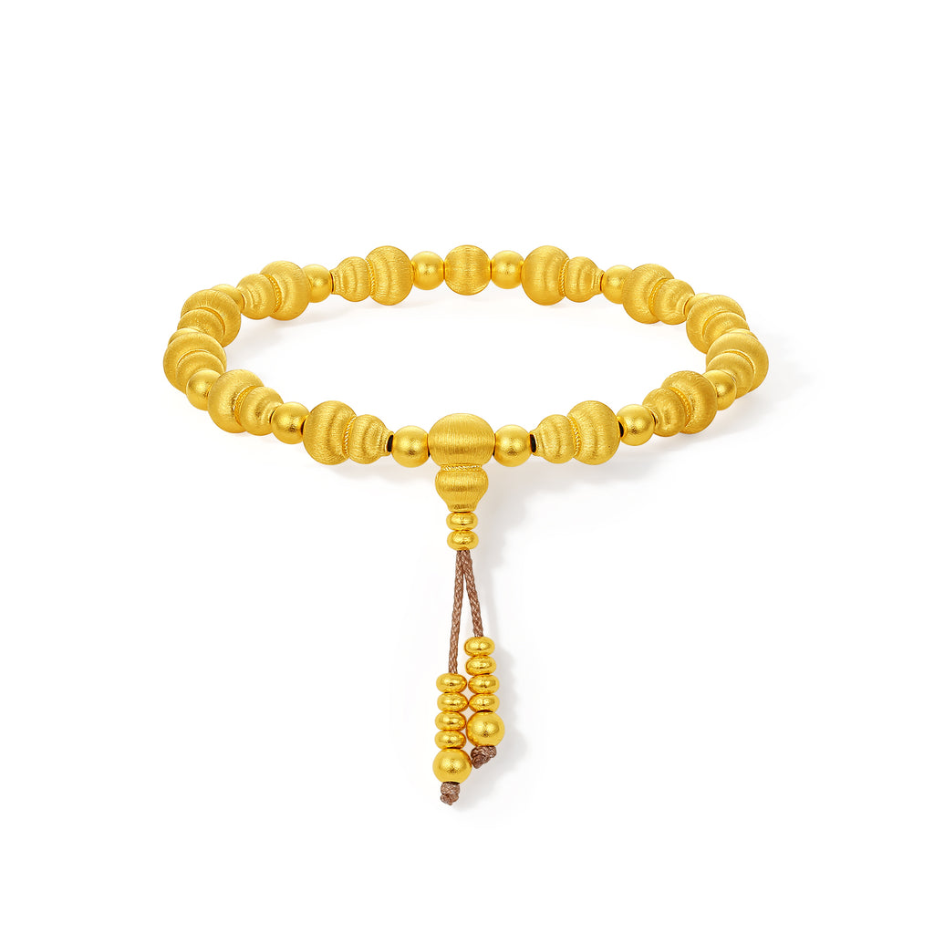 999 24K Gold Beaded Bracelet Gourd 22.5-24.5g A1916374