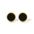 ZHOU LIU FU Stud Earrings for Women Men, 18K Gold Plated Black Onyx Earrings, 6mm Round 925 Sterling Silver Hypoallergenic Earrings J098983
