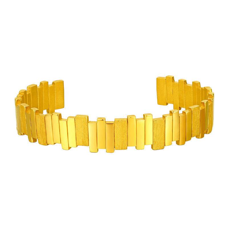 "ZHOU LIU FU X Johnny Huang"  24K Gold Bangle Bracelet  48-62g A1011584