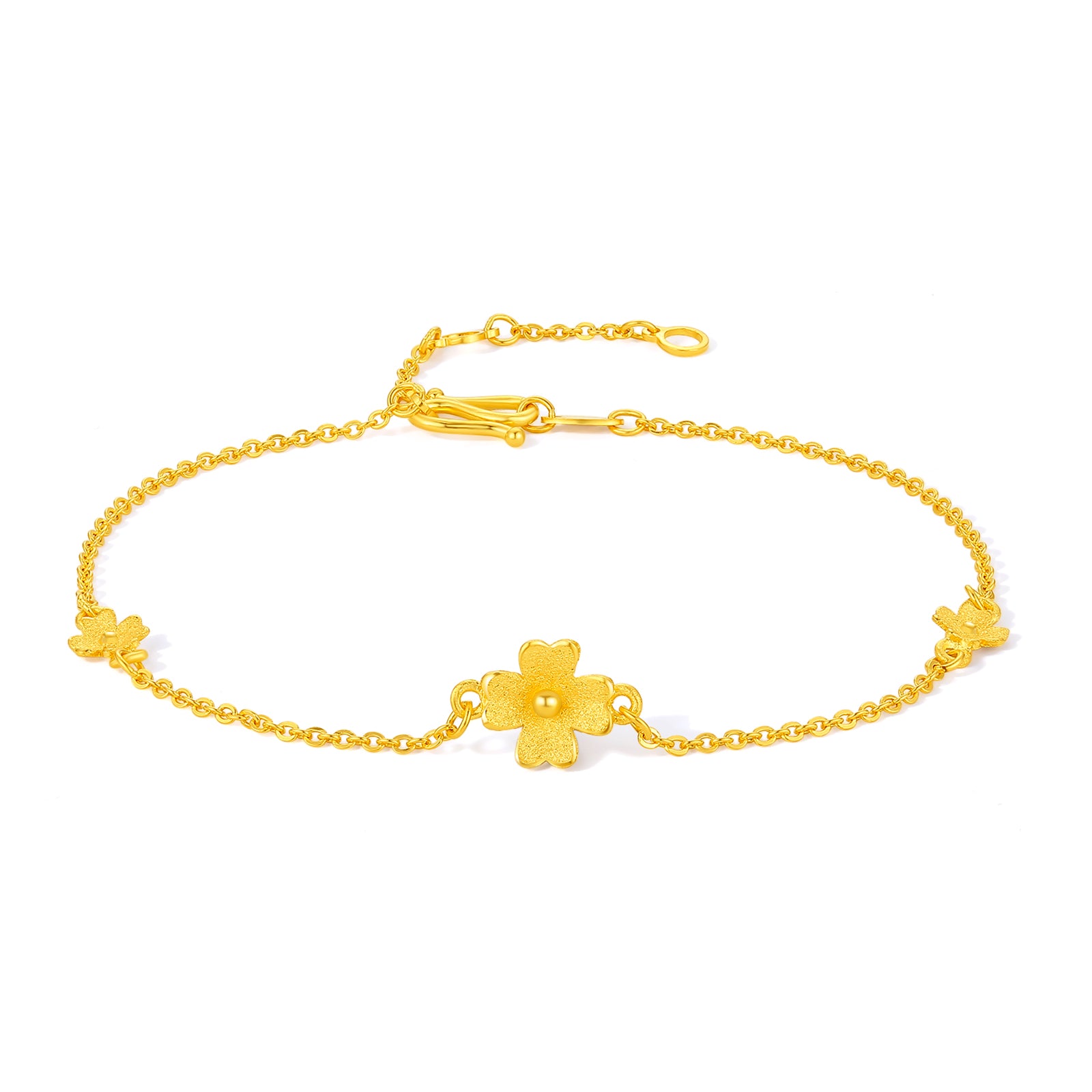 24K Gold Chain Bracelet Clover 2.31-2.71g 16-19cm A0710814
