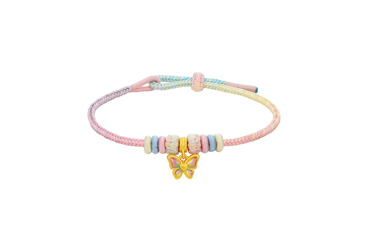 "Pop wu~" 24K Gold Charm Bracelet Butterfly 0.55-0.75g A1615766