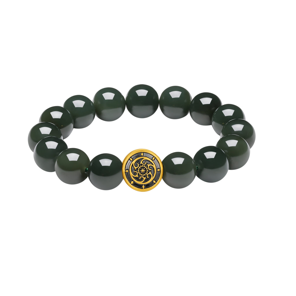 24K Gold Beaded Bracelet Hetian Jade 1.5-1.8g Y1916112