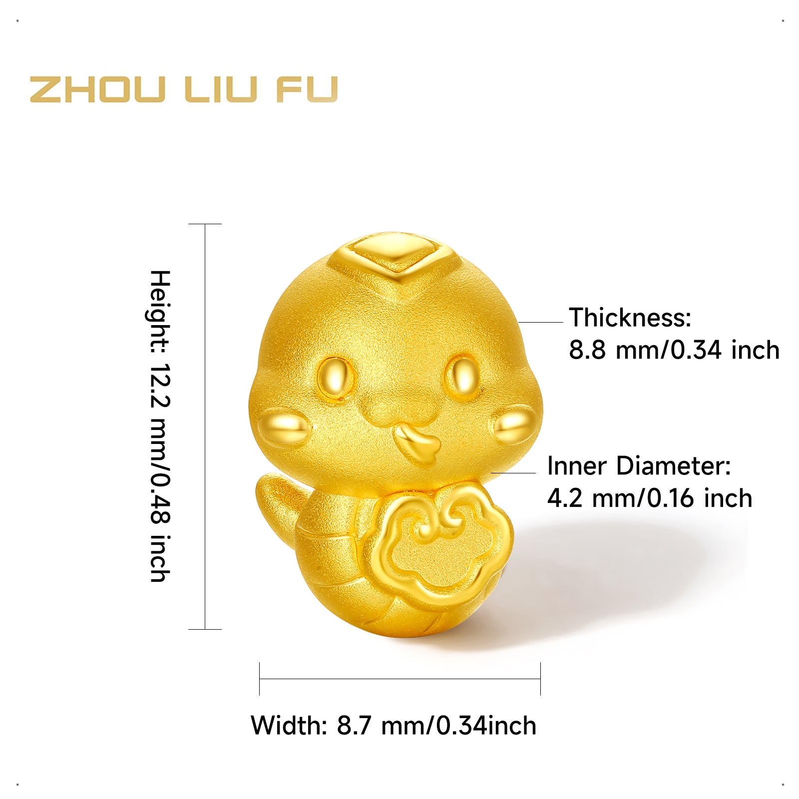 "Chinese Zodiac Snake" 24K Gold Charm Bracelet Snake 1-1.3g A1613095