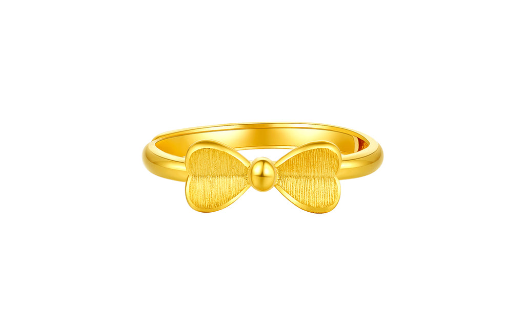 999 24K Gold Ring Bow 2.6-3.2g A0111381