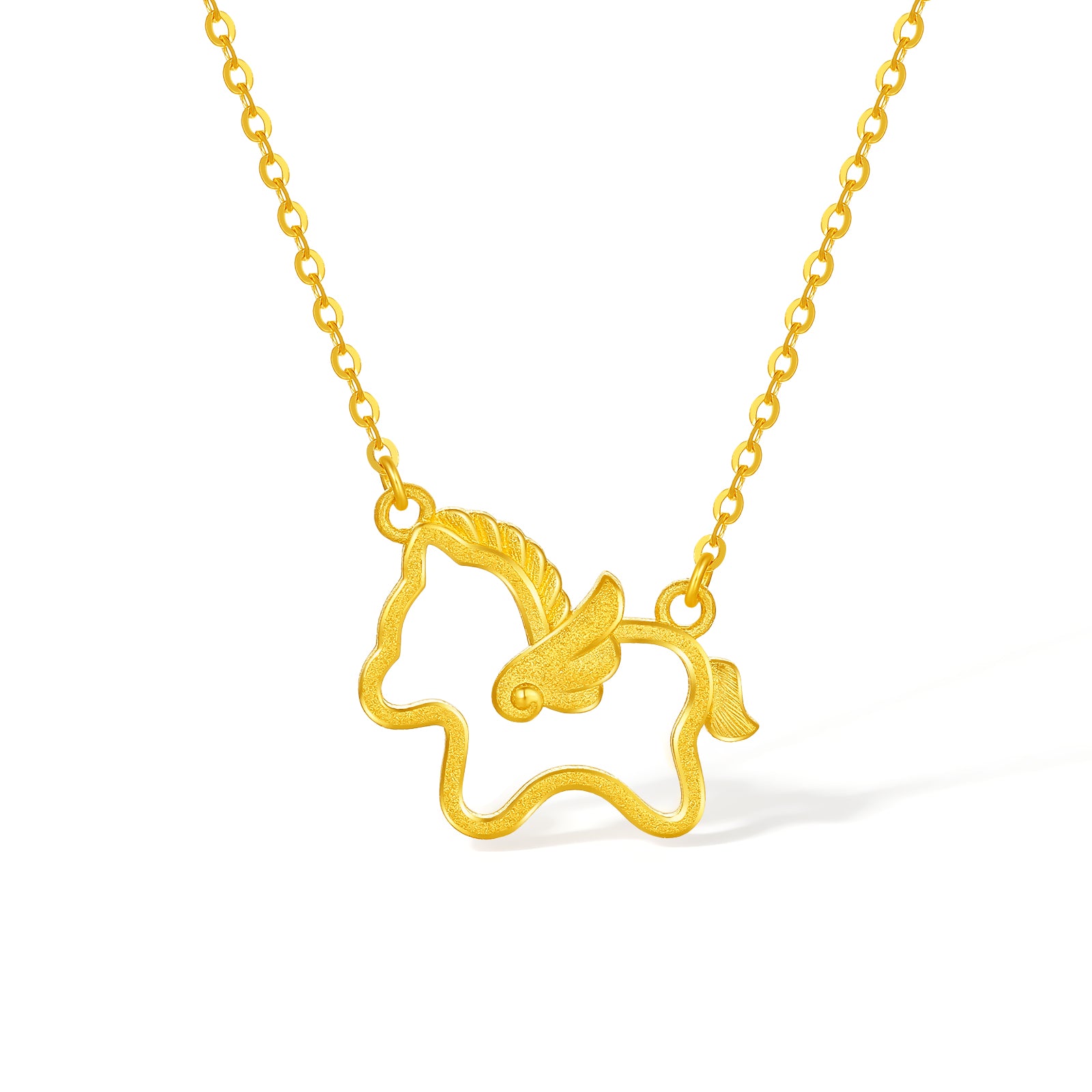 'Year of the Horse' 24K Gold Pendant Necklace Horse 3.2-3.5g 40cm-45cm A0615705