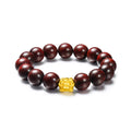 24K Gold Beaded Bracelet Sandalwood 1-1.2g ADXY193829