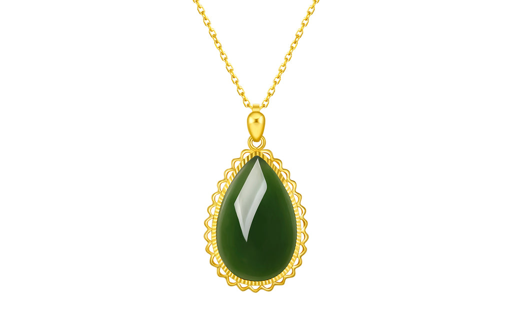 24K Gold Pendant Hetian Jade 21.5*13.5*5.5mm 1.5-1.8g AAYB044149