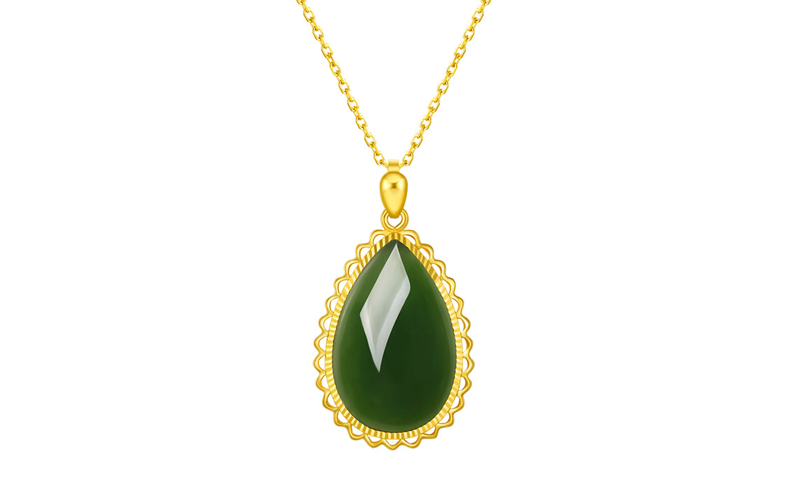 24K Gold Pendant Hetian Jade 21.5*13.5*5.5mm 1.5-1.8g AAYB044149