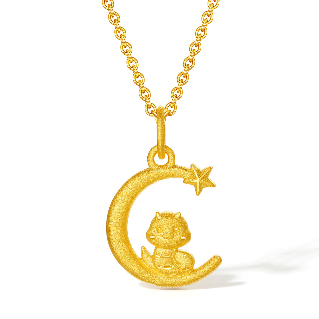 "Chinese Zodiac Snake" 999 24K Gold Pendant Star 1.5-1.8g A0413154