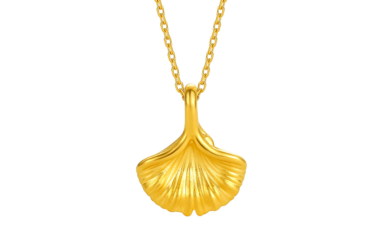 24K Gold Pendant Ginkgo leaf 0.2-0.26g A048975