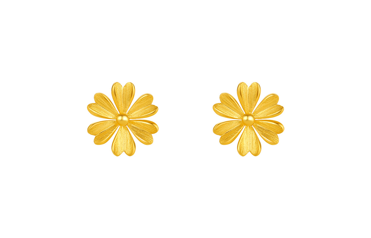 "Infinite" 24K Gold Earrings Flower 1.58-1.88g A0910950