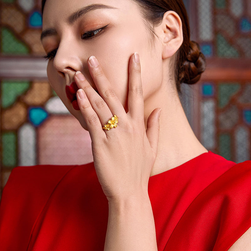 999 24K Gold Ring Flower 4-8g A018648
