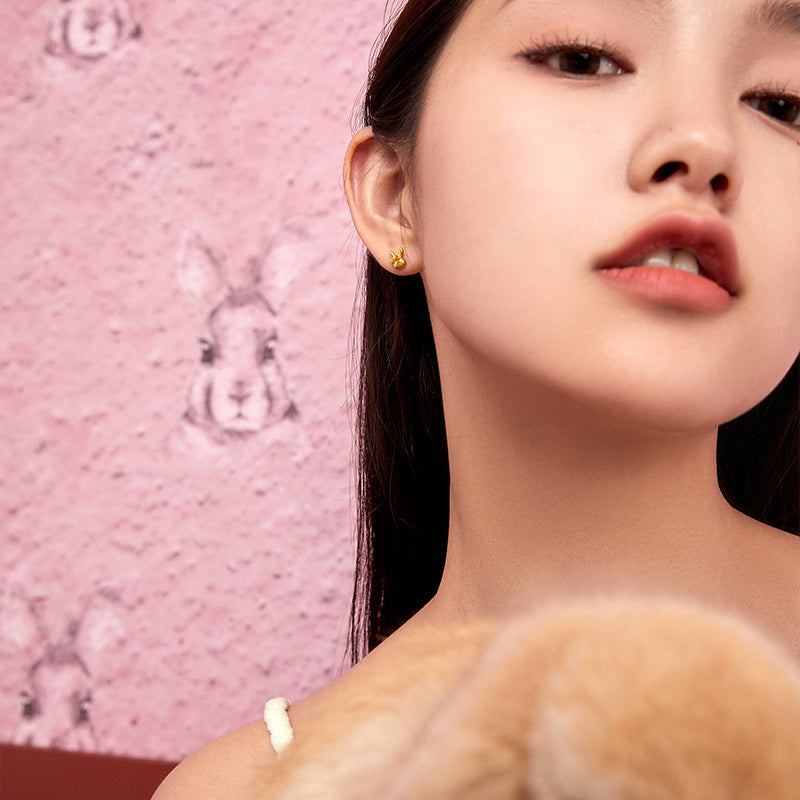 "Chinese Zodiac Rabbit" 24K Gold Earrings Rabbit 0.9-1.3g A0910716