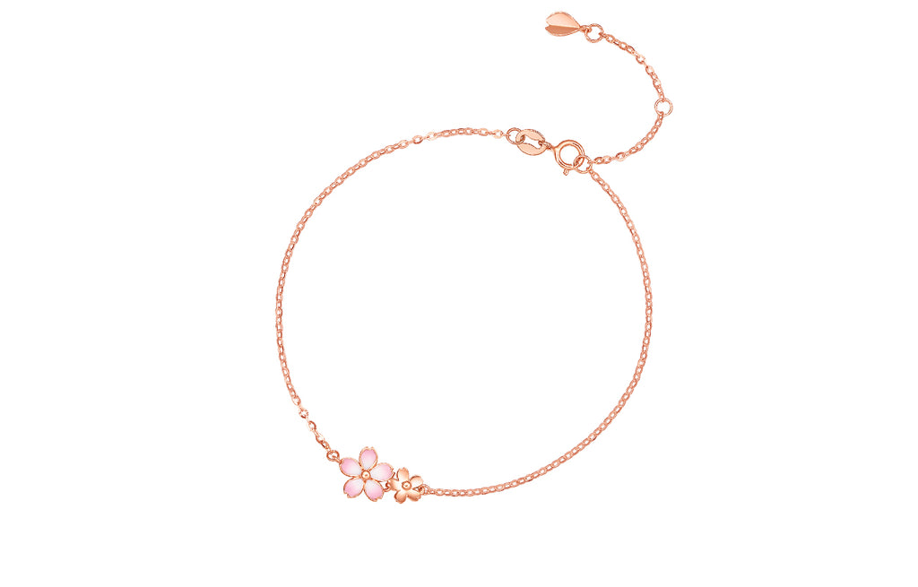 日艺馆 18K Rose Gold Chain Bracelet              Flower 1-1.4g KIHH076840
