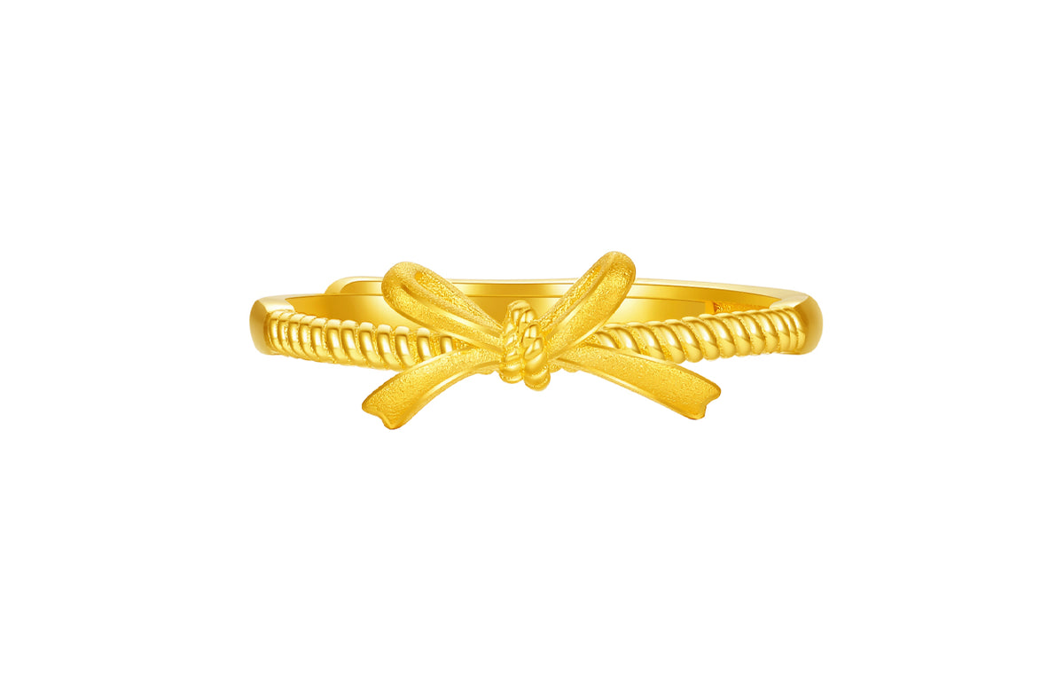 999 24K Gold Ring Bow 1.59-1.89g A0114056