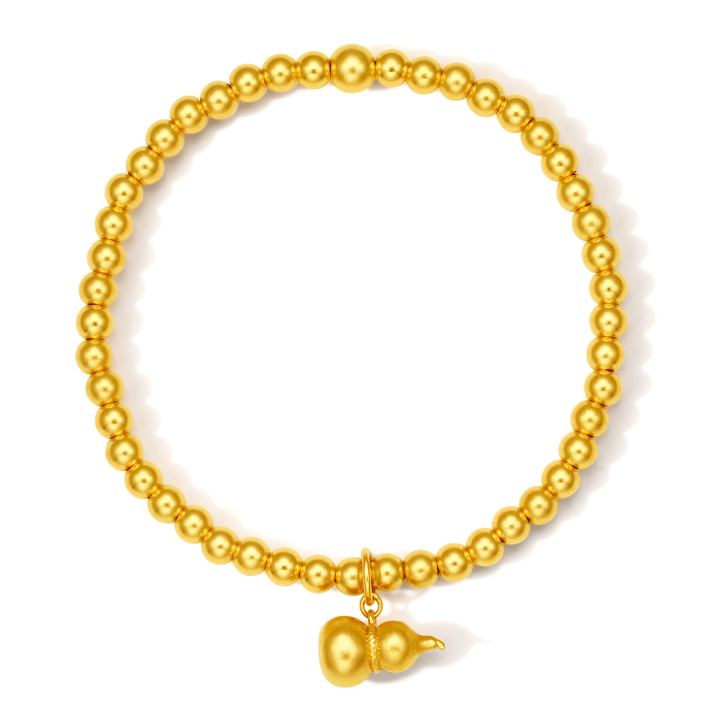 999 24K Gold Beaded Bracelet Gourd 9-11g A1911639
