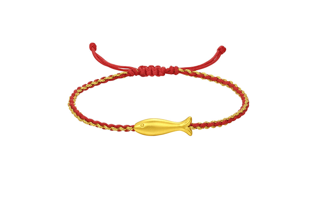 24K Gold String Bracelet Fish  0.5-0.8g A1712895