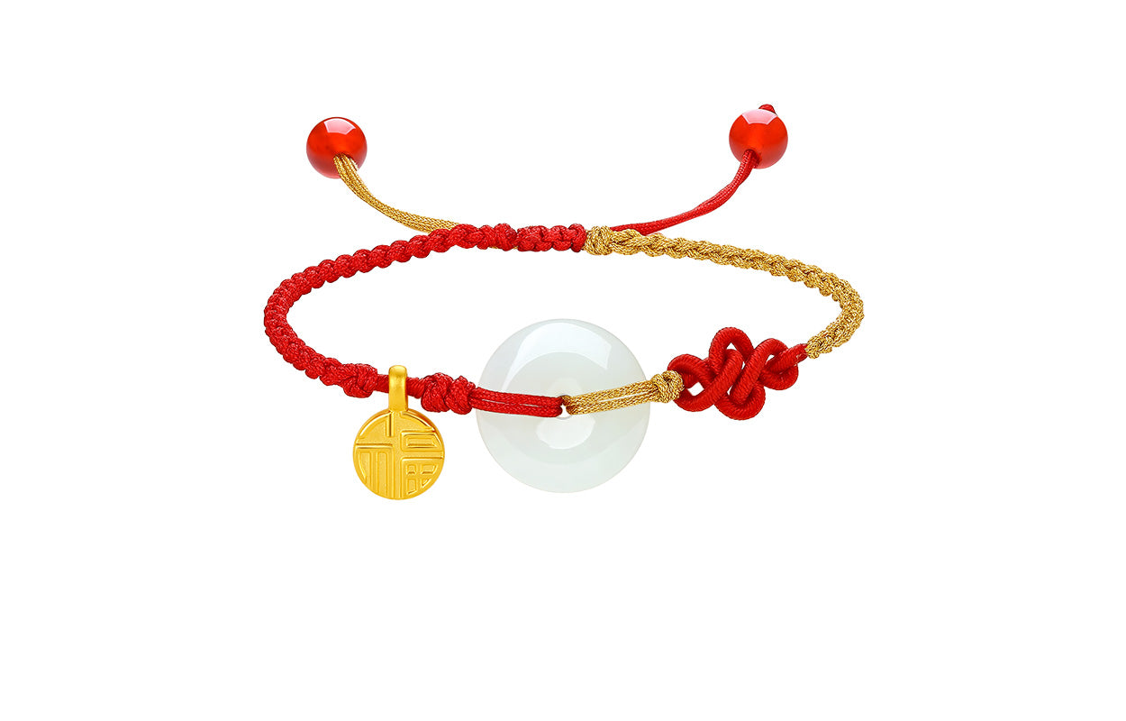 24K Gold String Bracelet 16*16mm Agate 6*6mm Fu 0.21-0.29g Y1710118