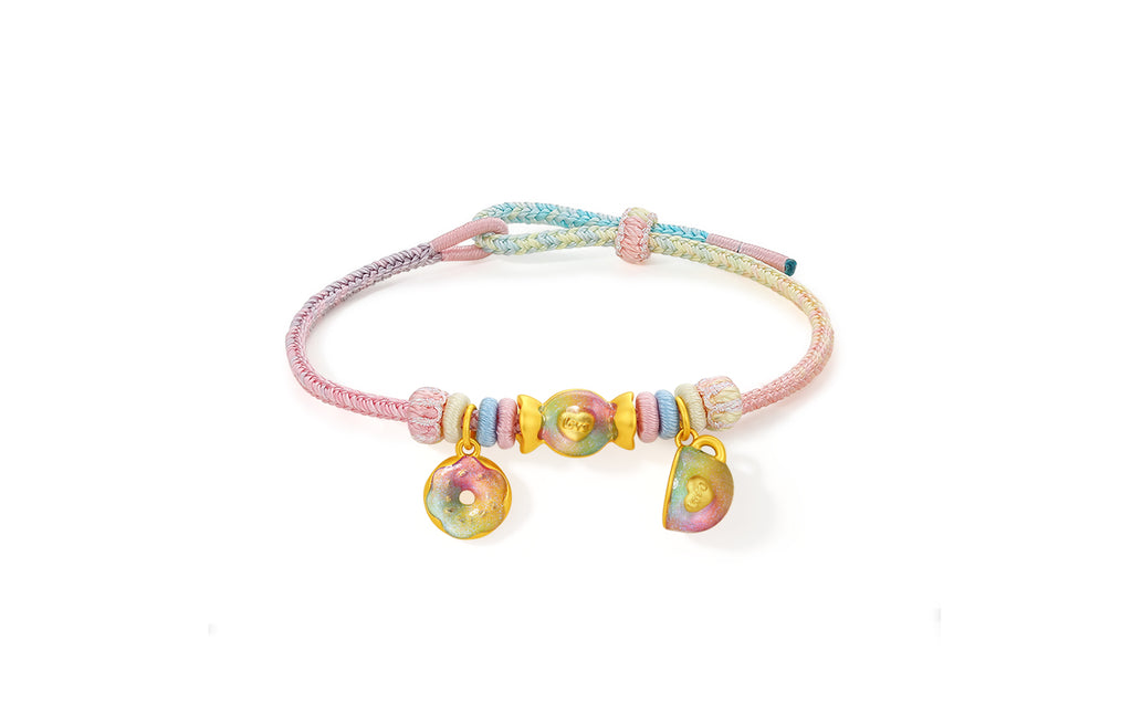 "Pop wu~" 24K Gold String Bracelet Doughnut 1.55-2.05g A1715627