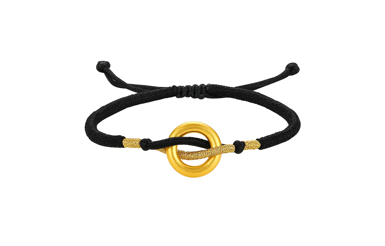 24K Gold String Bracelet Peace Buckle 0.6-0.9g A179821