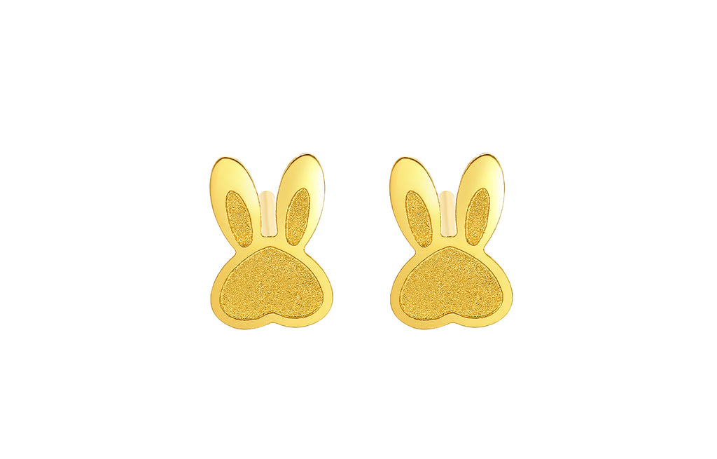 "Chinese Zodiac Rabbit" 24K Gold Earrings Rabbit 1.1-1.4g A0910499