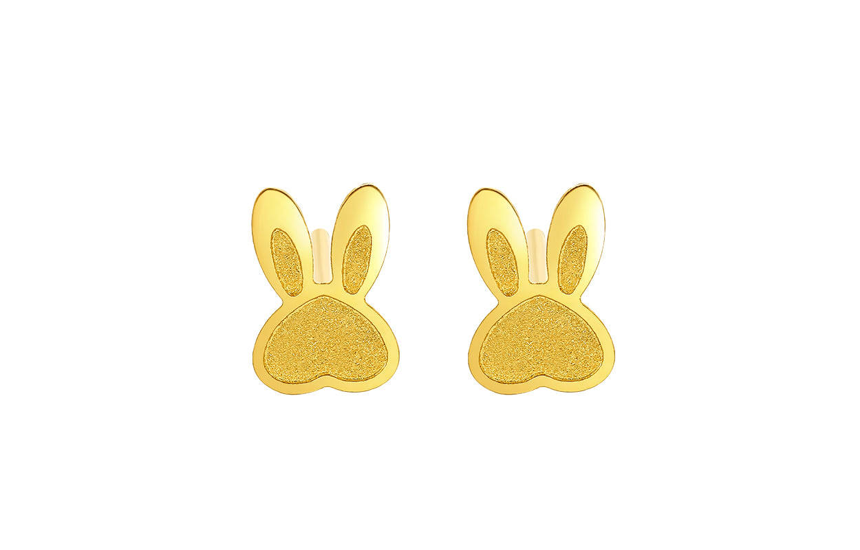 "Chinese Zodiac Rabbit" 24K Gold Earrings Rabbit 1.1-1.4g A0910499