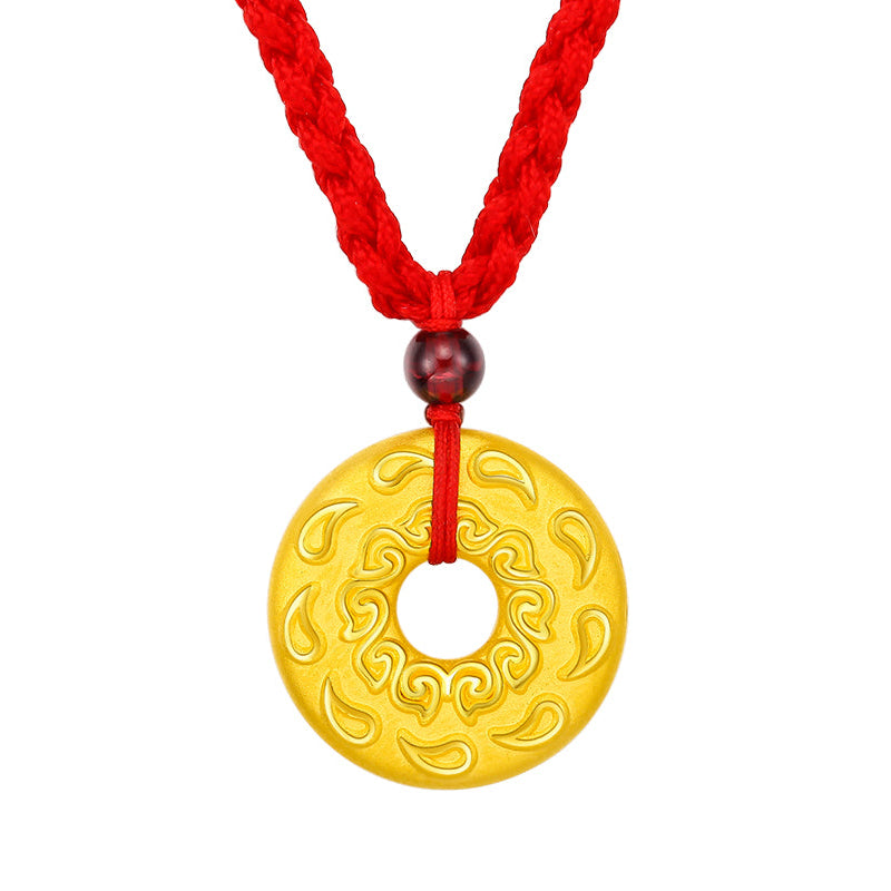 24K Gold Pendant Necklace 1.1-1.4g Ping An Kou AD040877