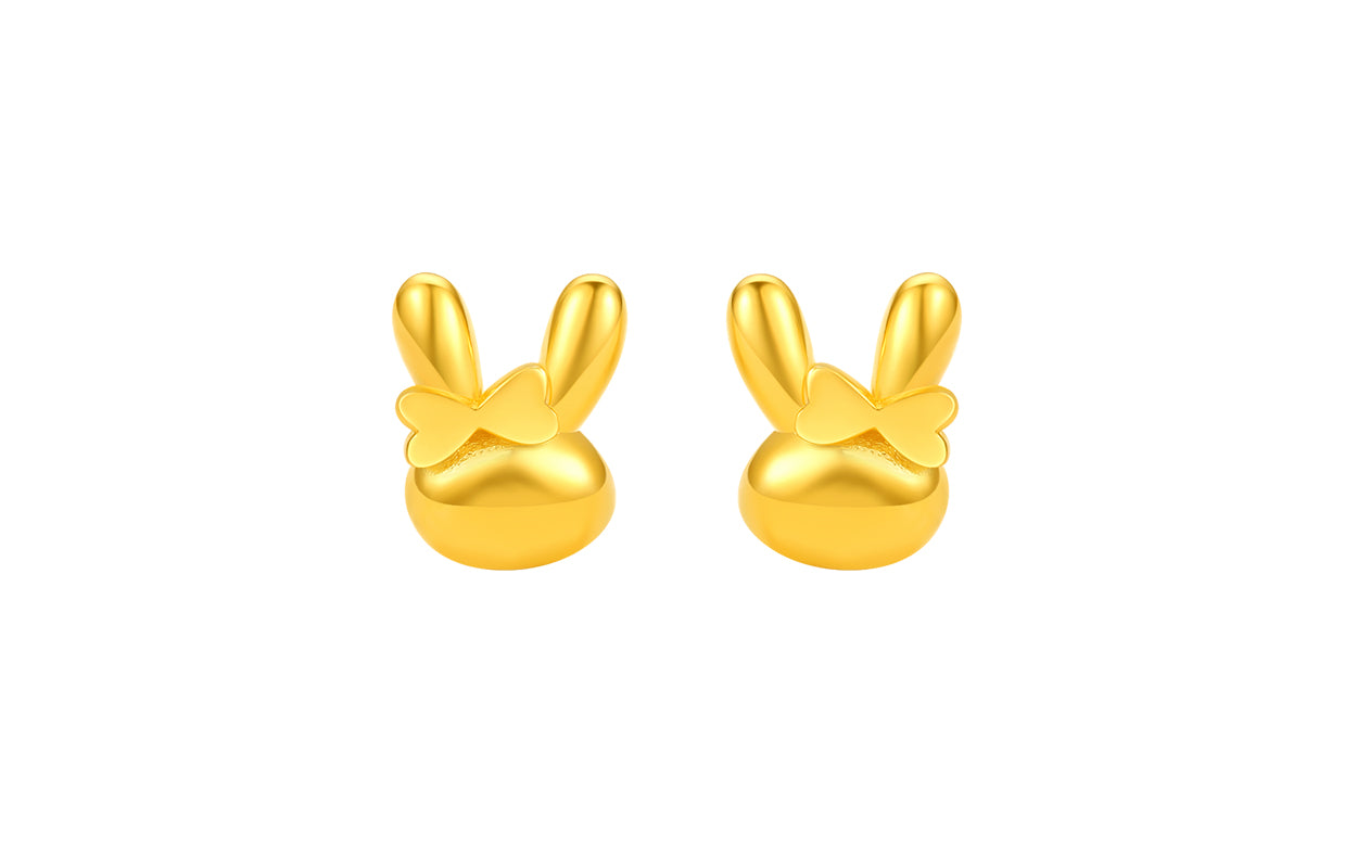 "Chinese Zodiac Rabbit" 24K Gold Earrings Rabbit 0.9-1.3g A0910716
