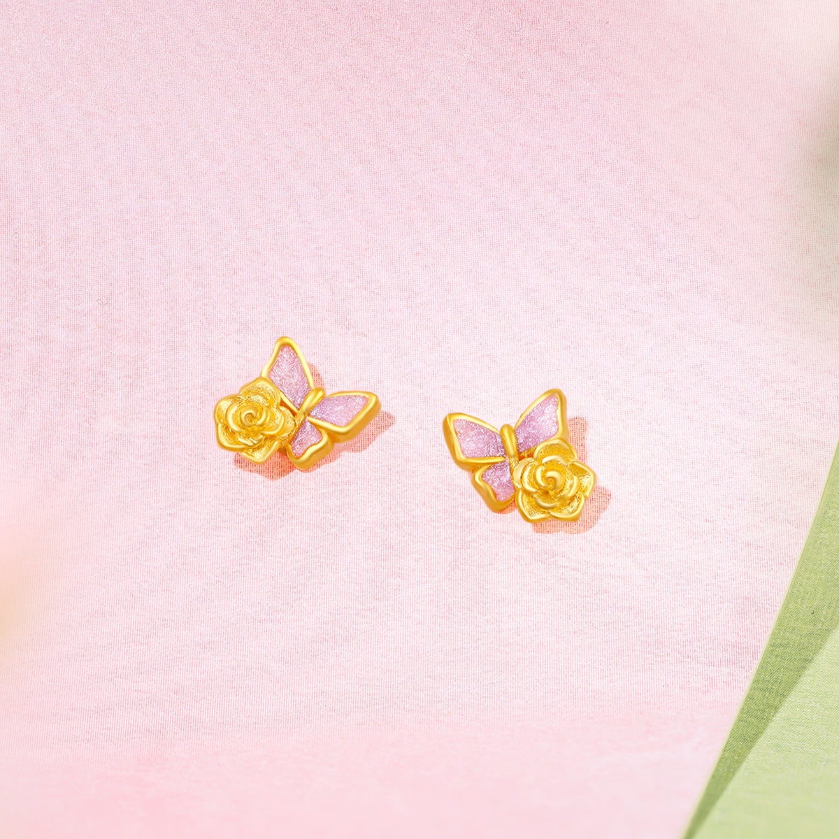 “Dream in the Garden” 999 24K Gold Earrings Flower 2.26-2.66g A0914972