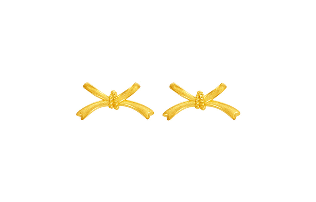 999 24K Gold Earrings Bow 1.59-1.89g A0914058