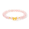 24K Gold Beaded Bracelet Rose Quartz 0.45-0.65g Bow A1911408