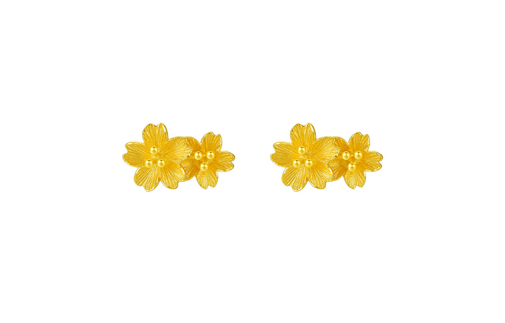 999 24K Gold Earrings Flower 2.1-3g A098663