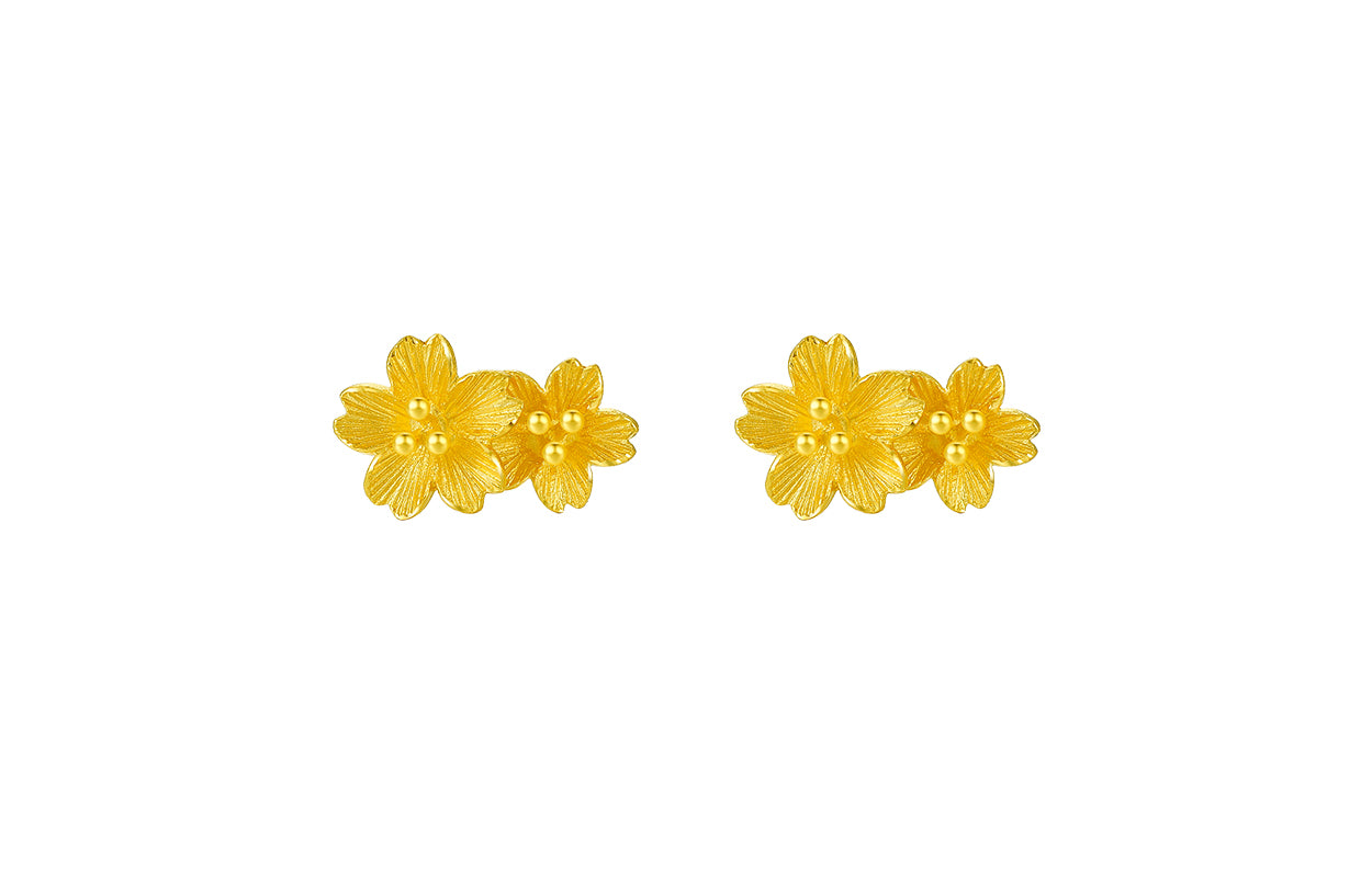 999 24K Gold Earrings Flower 2.1-3g A098663