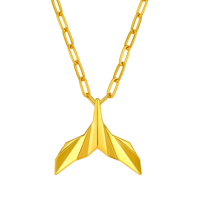 "ZHOU LIU FU X Johnny Huang"  24K Gold Pendant Whale tail 2.5-2.8g A0411514