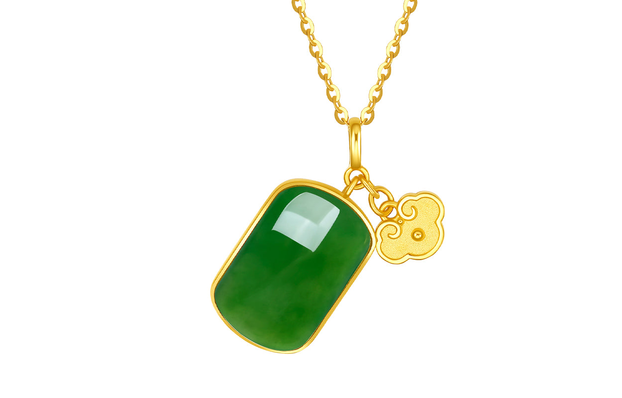 999.9 24K Gold Pendant Heitian Jade 0.8-1g Wu Shi Pai 无事牌 Y0411802