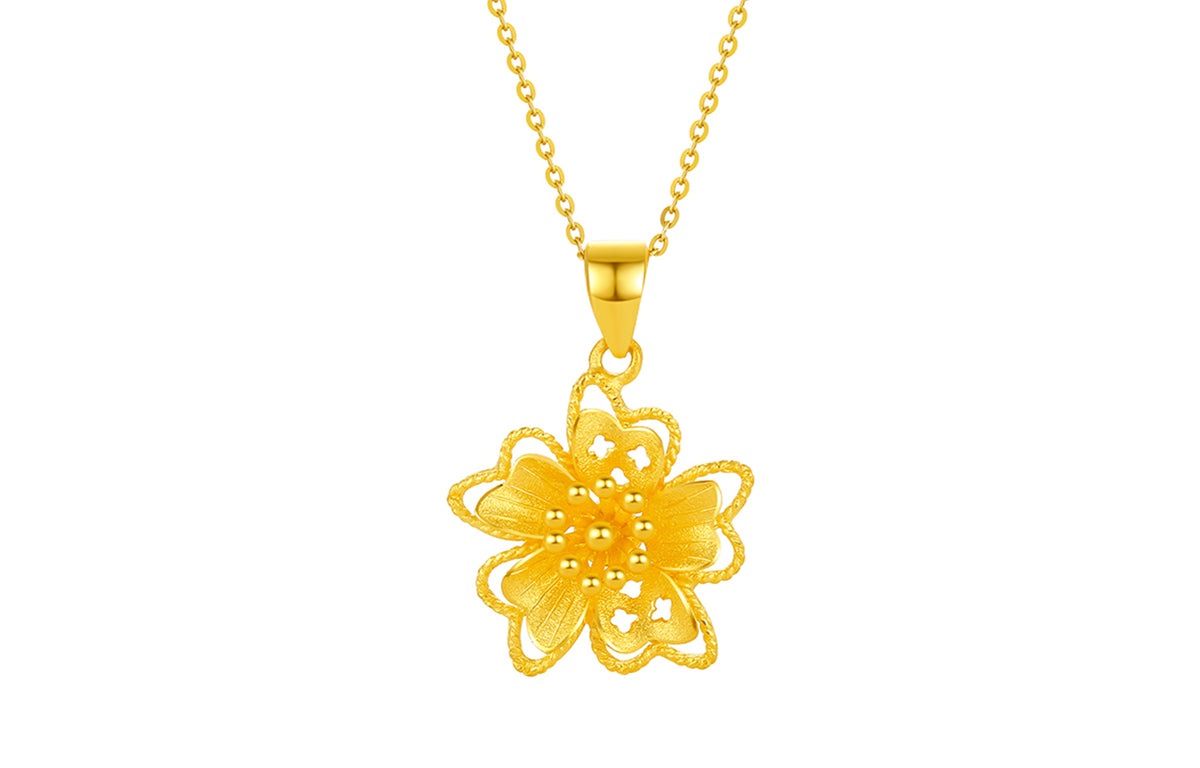 999 24K Gold Pendant Flower 3-3.7g A0410584