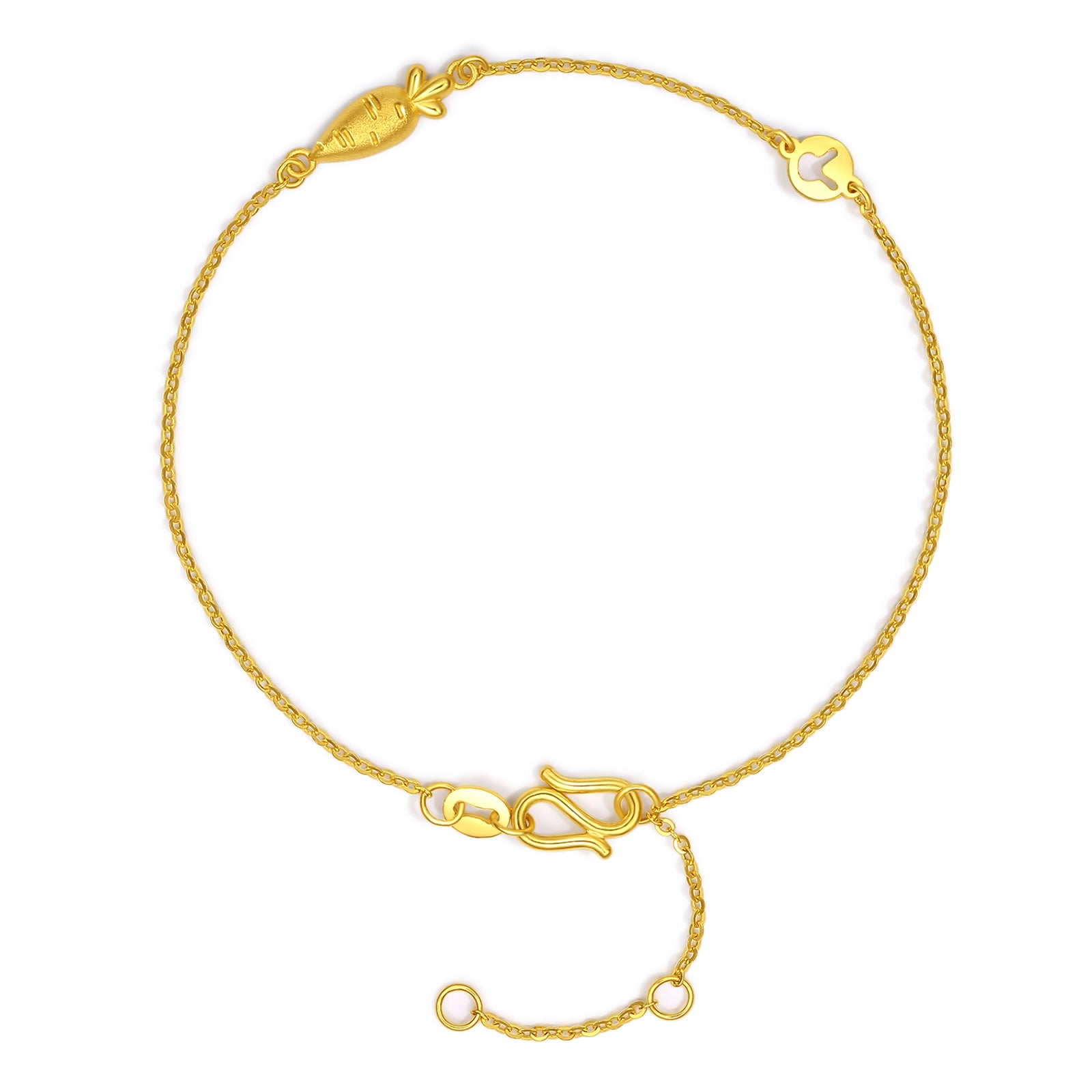 "Chinese Zodiac Rabbit" 999 24K Gold Chain Bracelet 1.5-2g A0710450
