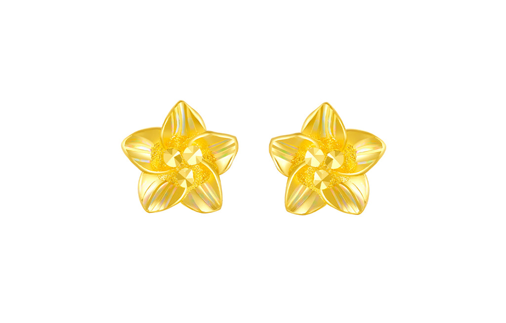 999 24K Gold Earrings Flower 2.2-2.5g AA095065