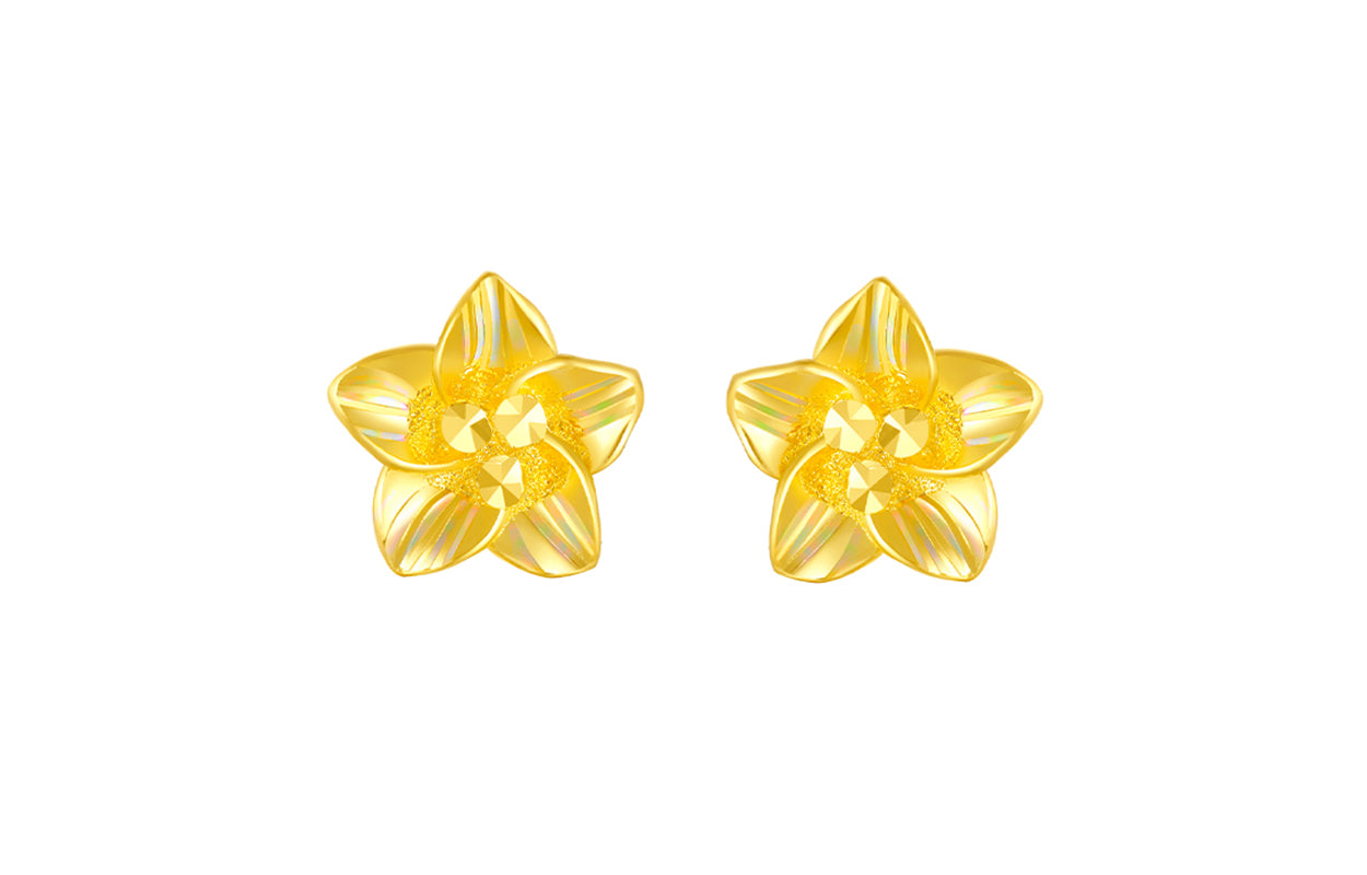 999 24K Gold Earrings Flower 2.2-2.5g AA095065