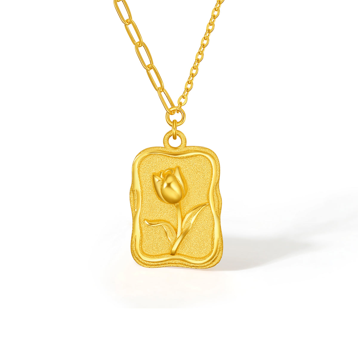 999 24K Gold Pendant Necklace Tulip 4.4-5g A0611952