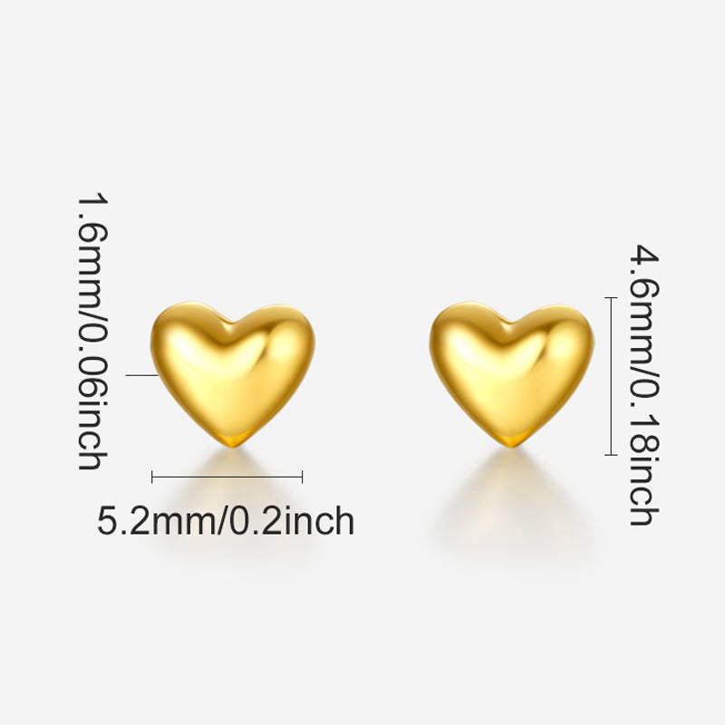 24K金心形耳環 0.71-0.91克 AA096006