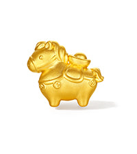 'Year of the Horse' 24K Gold Beaded Bracelet Agate Horse Yuanbao 0.7-1g 17cm A1916286