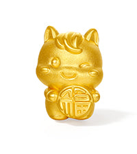 "Year of the Horse"  24K Gold String Bracelet Five Horses 2-2.5g 16cm-22cm A1716249