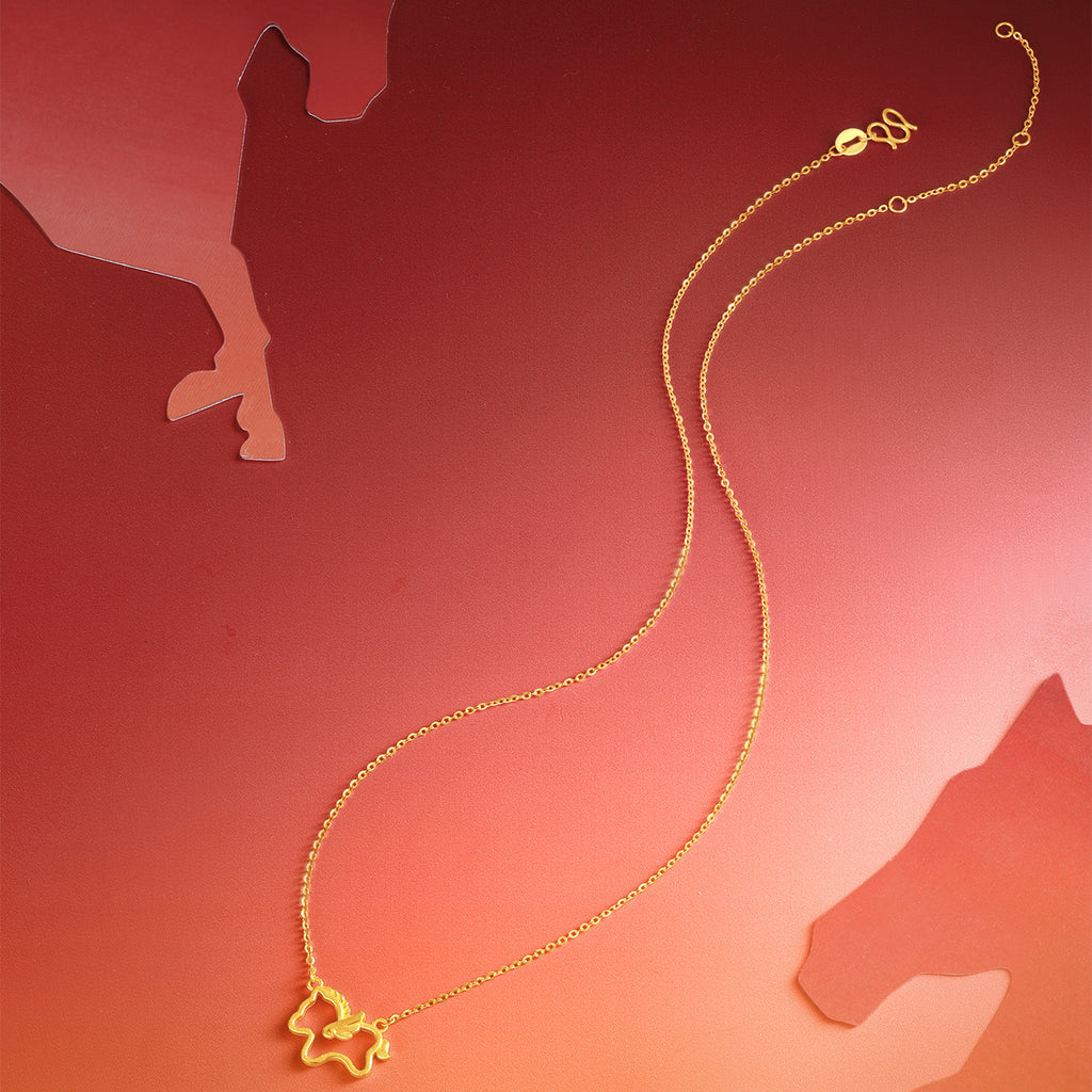 'Year of the Horse' 24K Gold Pendant Necklace Horse 3.2-3.5g 40cm-45cm A0615705