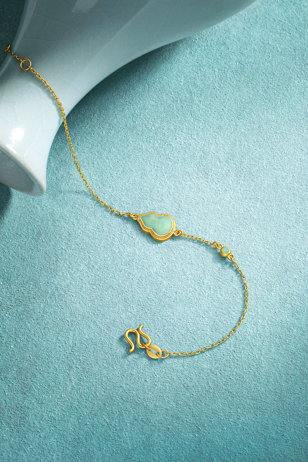 "Chinese Culture Collection - Ru Ware" 24K Gold Chain Bracelet Gourd 1.65-3.65g A0750084