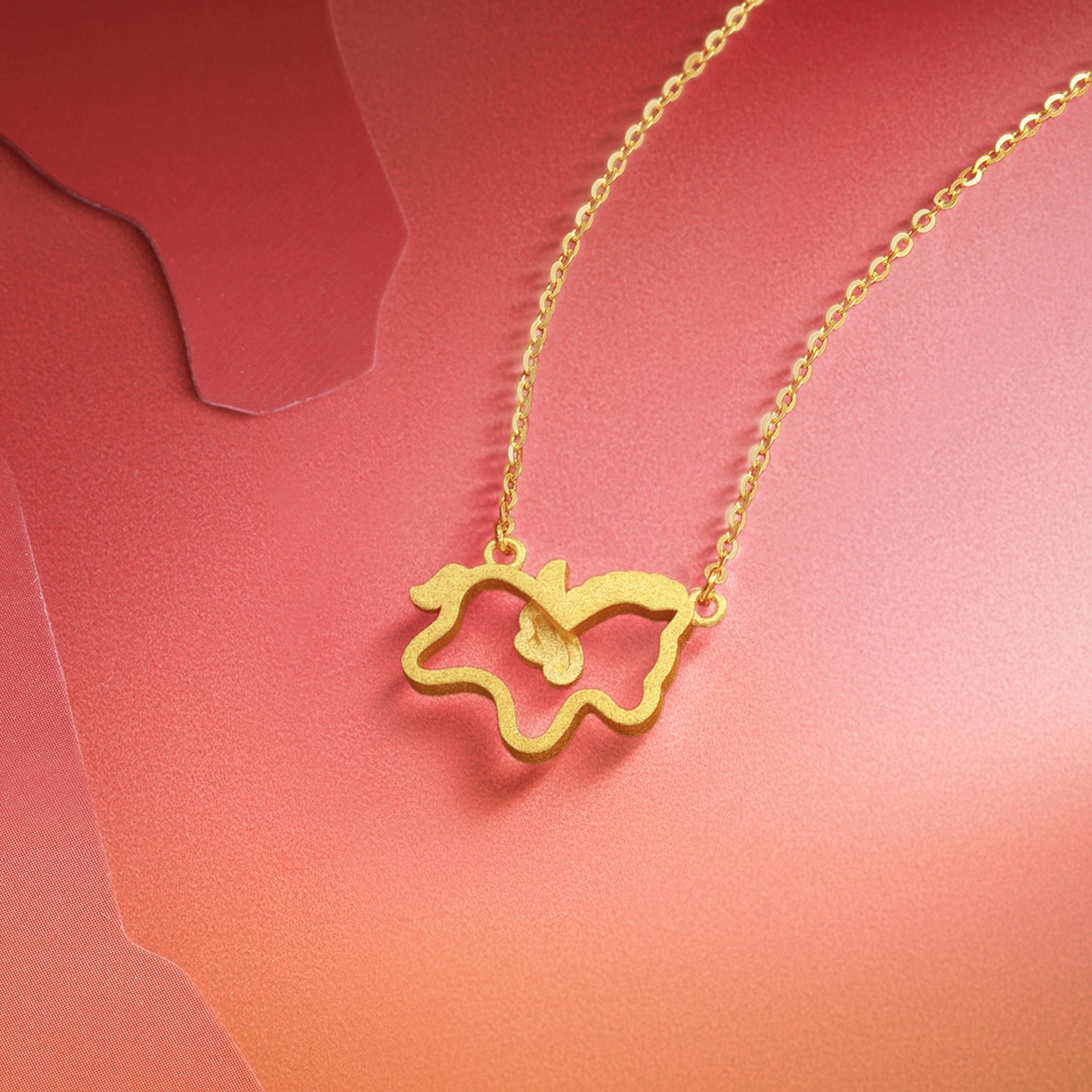 'Year of the Horse' 24K Gold Pendant Necklace Horse 3.2-3.5g 40cm-45cm A0615705