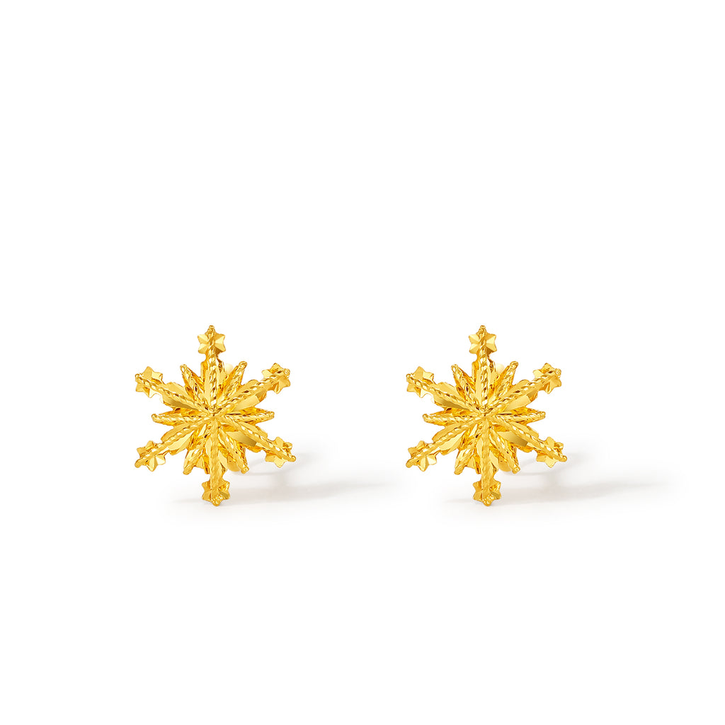 "infinite" 24K Gold Earrings Snowflake 1.32-1.62g A099578